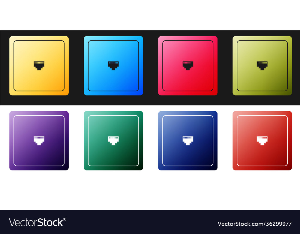 Set ethernet socket sign network port - cable Vector Image Set ethernet socket sign network port - cable