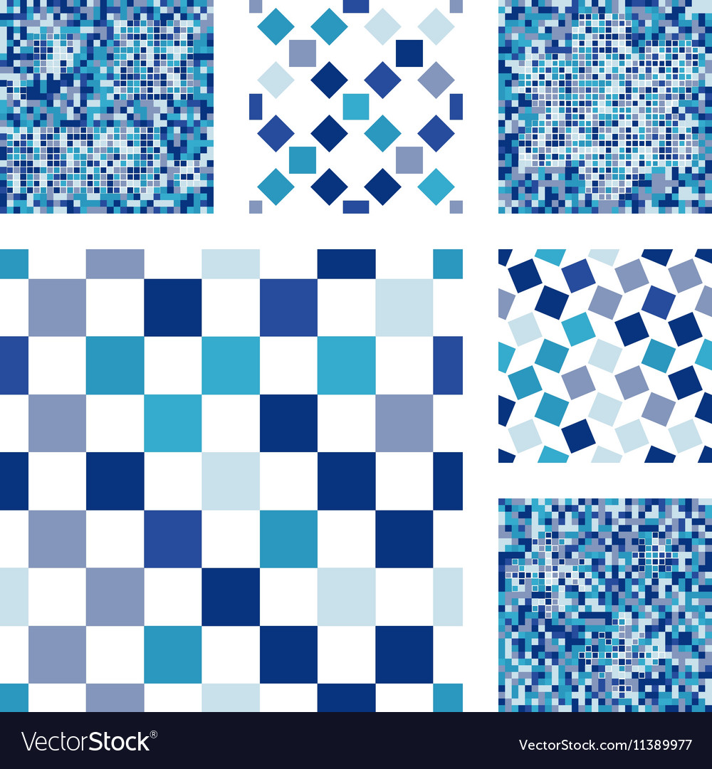Set of abstract seamless patterns with squares