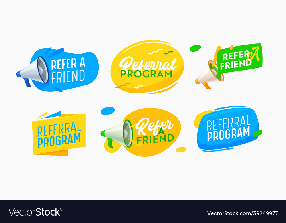 Set of icons refer a friend and referral program