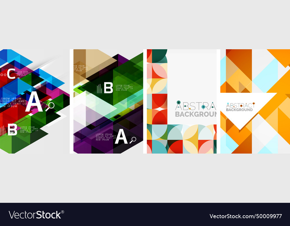 Set of triangle pattern poster backgrounds vector image Set of triangle pattern poster backgrounds