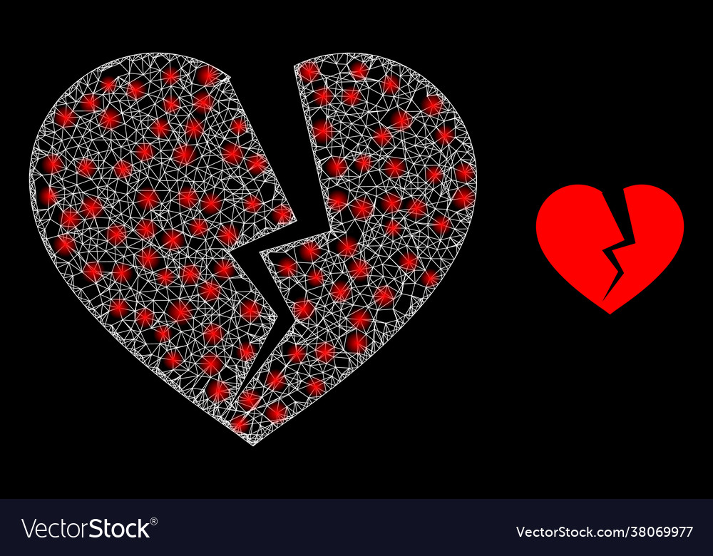 Shiny web model broken heart with colored vector image Shiny web model broken heart with colored