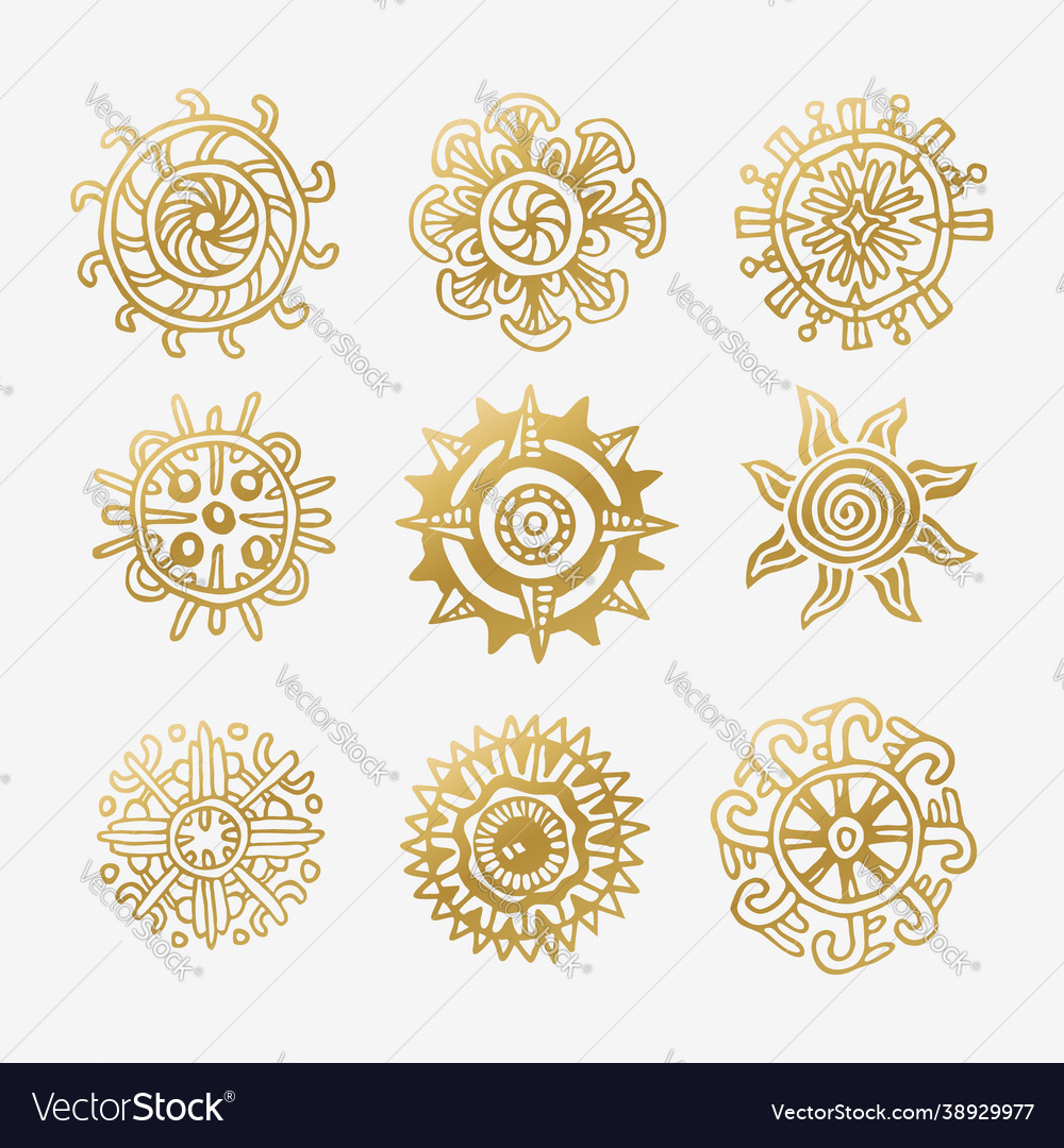 Sun icon set yellow star icons collection vector image Sun icon set yellow star icons collection