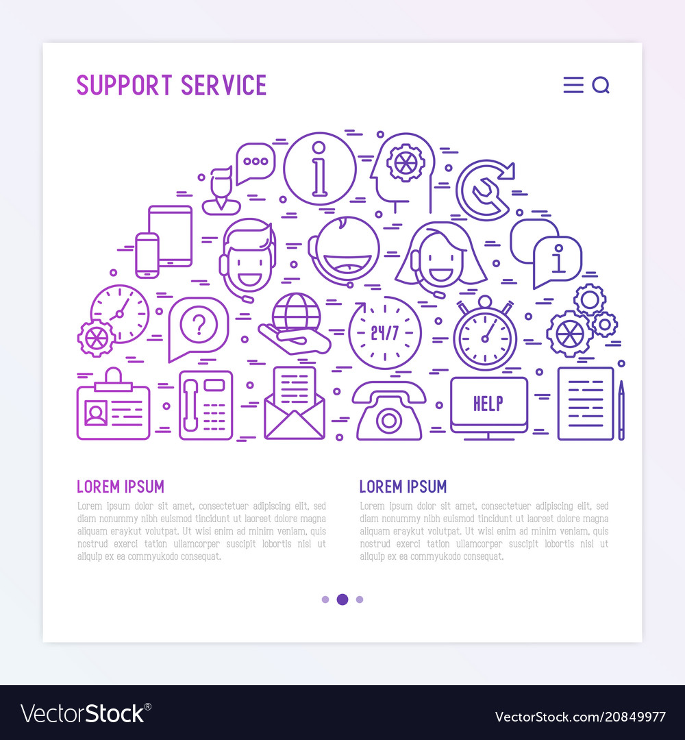 Support service concept with thin line icons vector image Support service concept with thin line icons