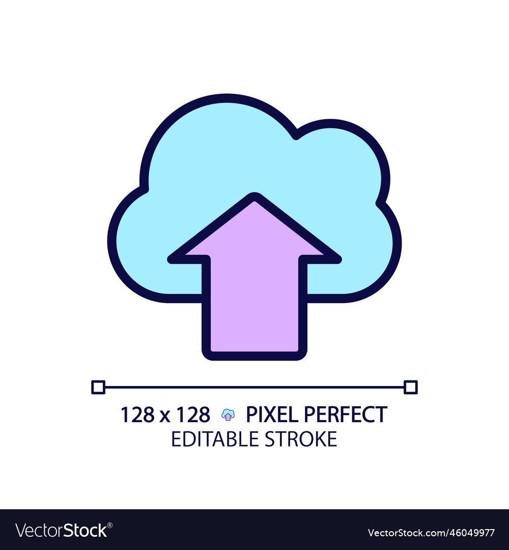 Upload files on cloud based storage pixel perfect Vector Image Upload files on cloud based storage pixel perfect