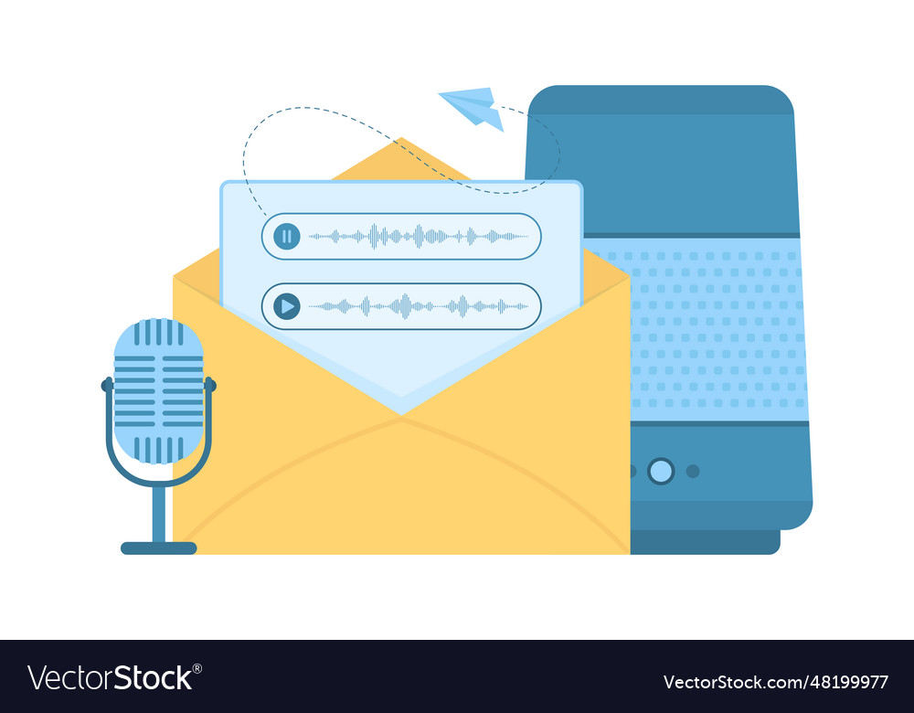 Voice messages with mobile phone app mail vector image Voice messages with mobile phone app mail