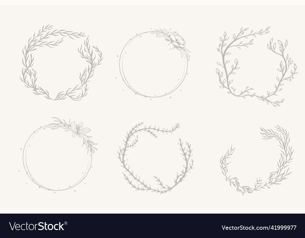 Wedding floral handdrawn border set