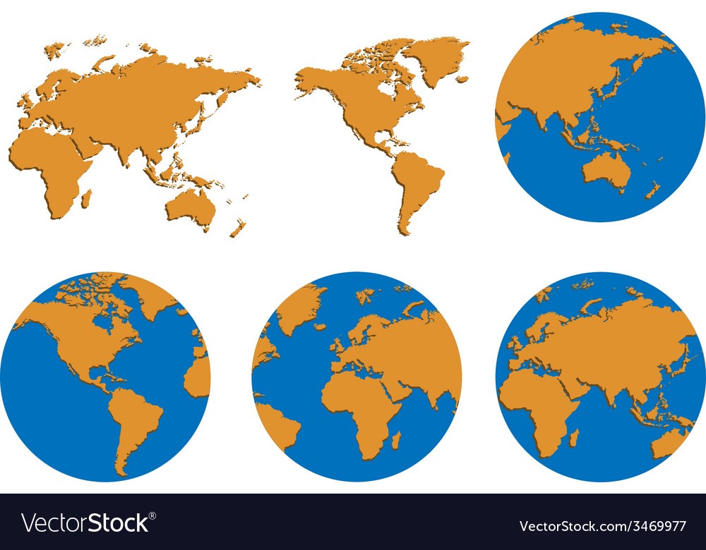 World map and compass Royalty Free Vector Image