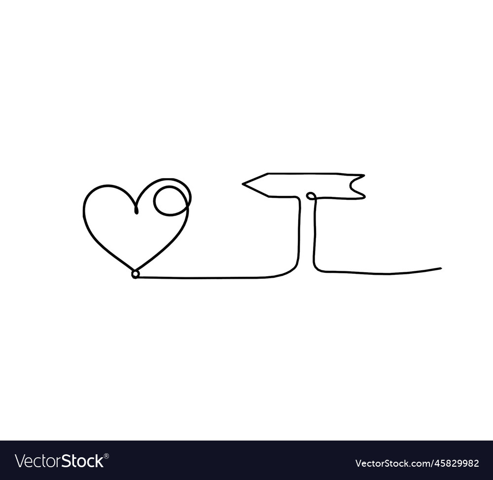 Abstract heart with direction as continuous line Vector Image Abstract heart with direction as continuous line