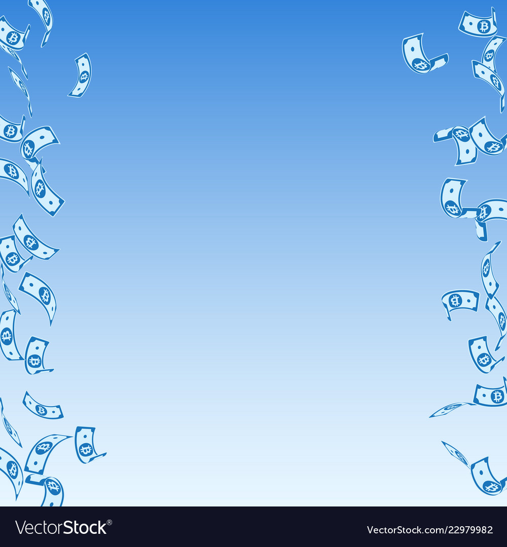 Bitcoin internet currency notes falling sparse b vector image Bitcoin internet currency notes falling sparse b
