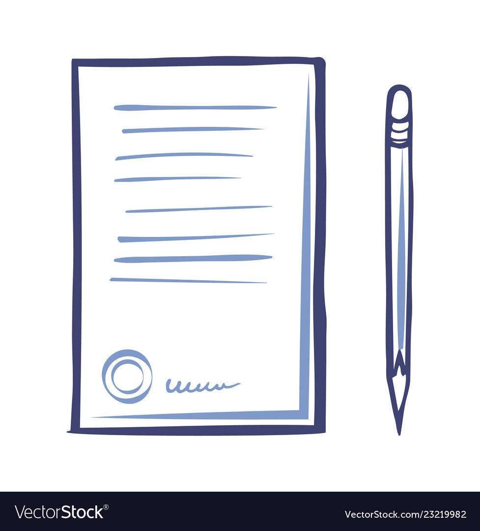 Contract paper icon sharp pencil isolated vector image Contract paper icon sharp pencil isolated