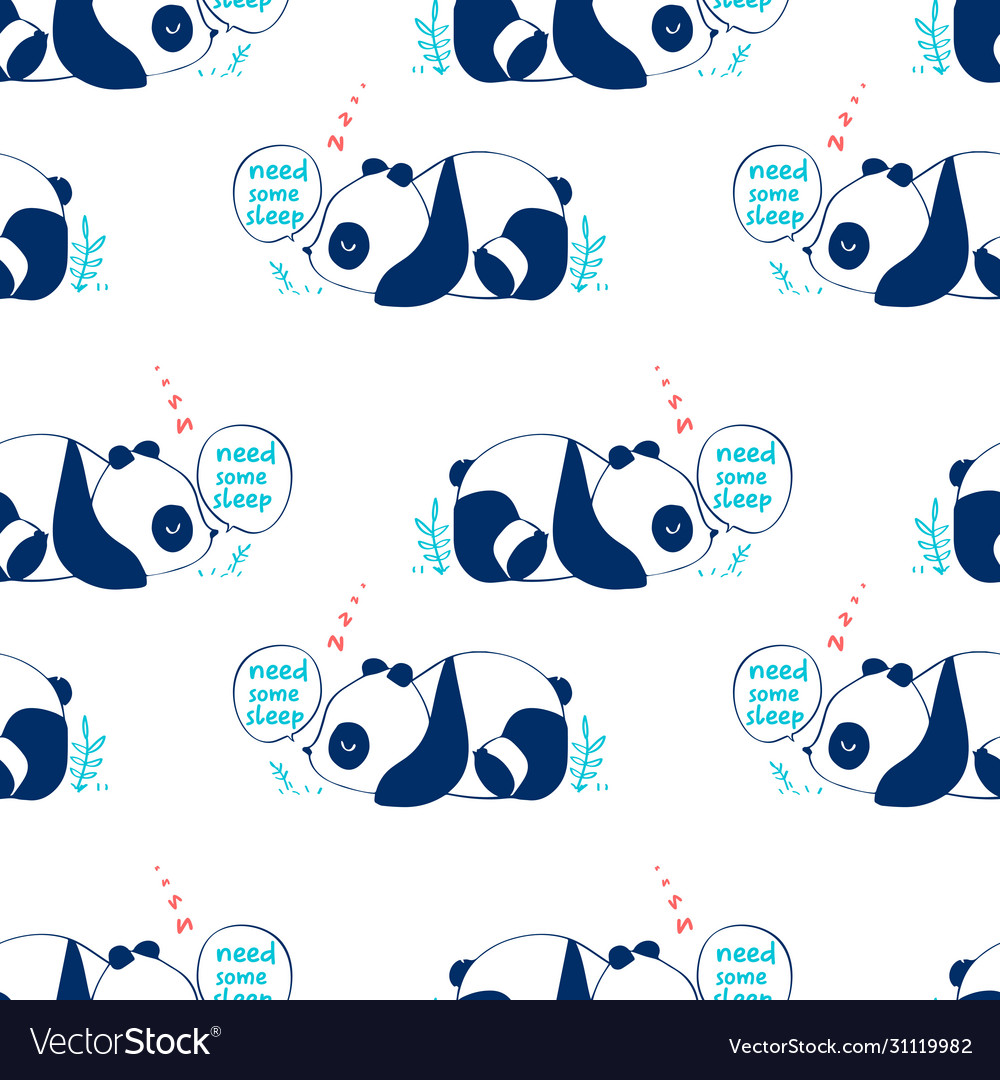 Cute panda seamless pattern print design vector image Cute panda seamless pattern print design