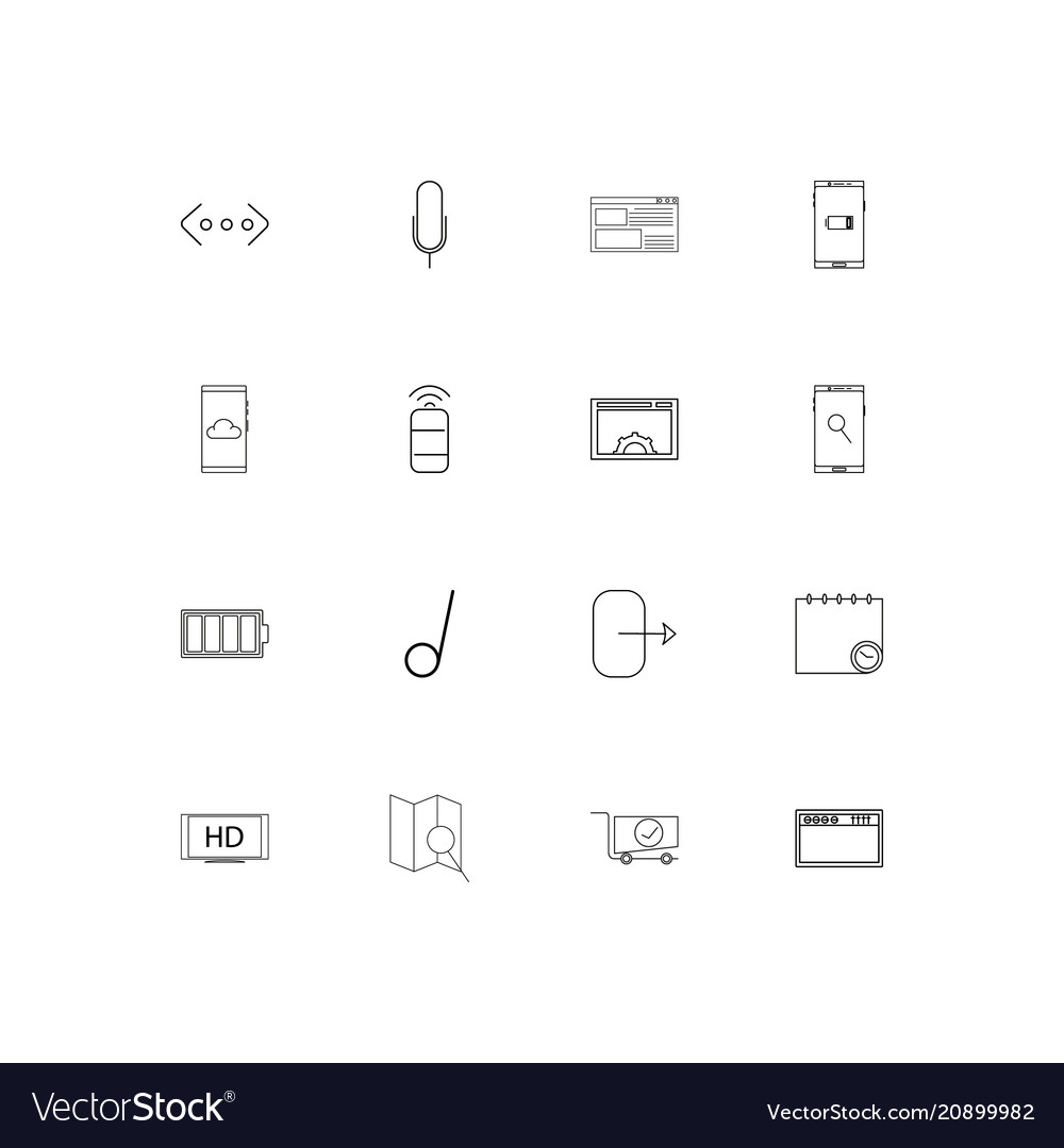 Devices linear thin icons set outlined simple