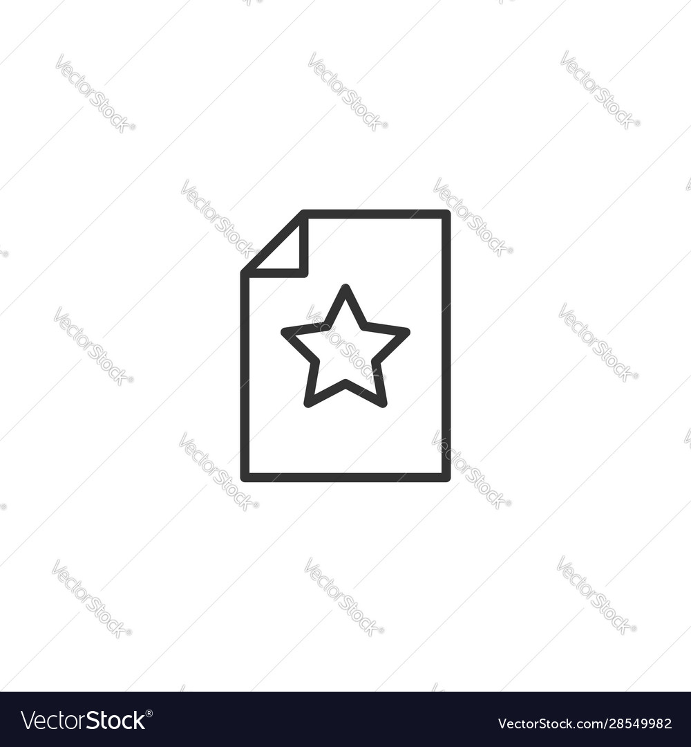 Document with star icon in flat style wish list