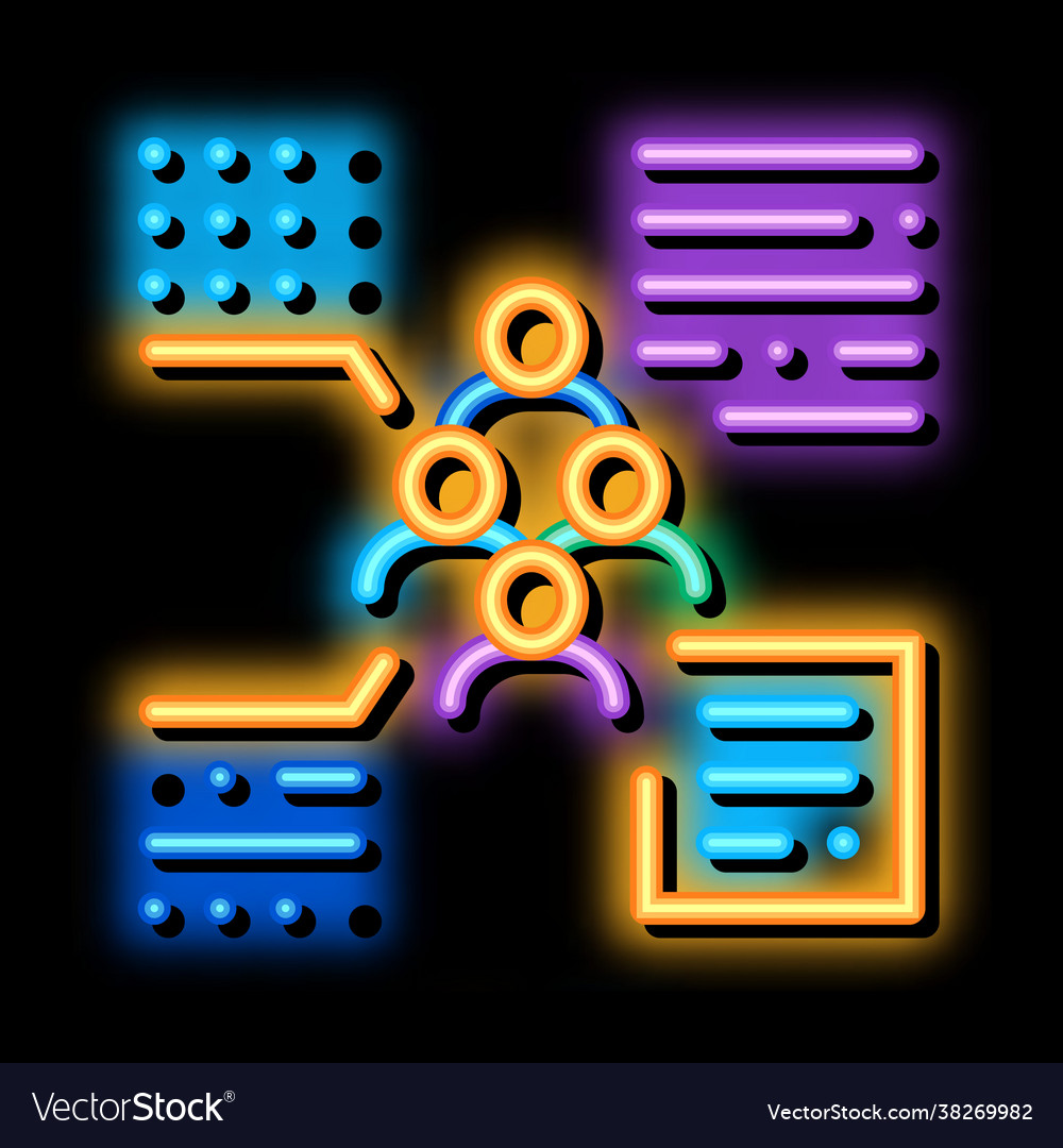 Functions person from group neon glow icon vector image Functions person from group neon glow icon