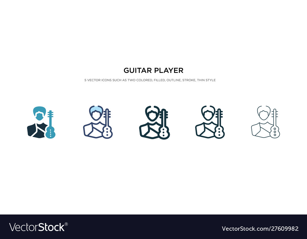 Guitar player icon in different style two