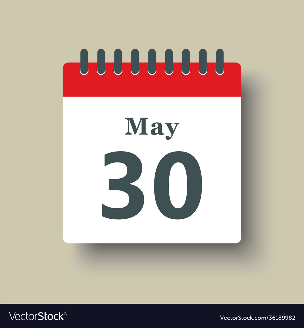 Icon day date 30 may template calendar page Vector Image