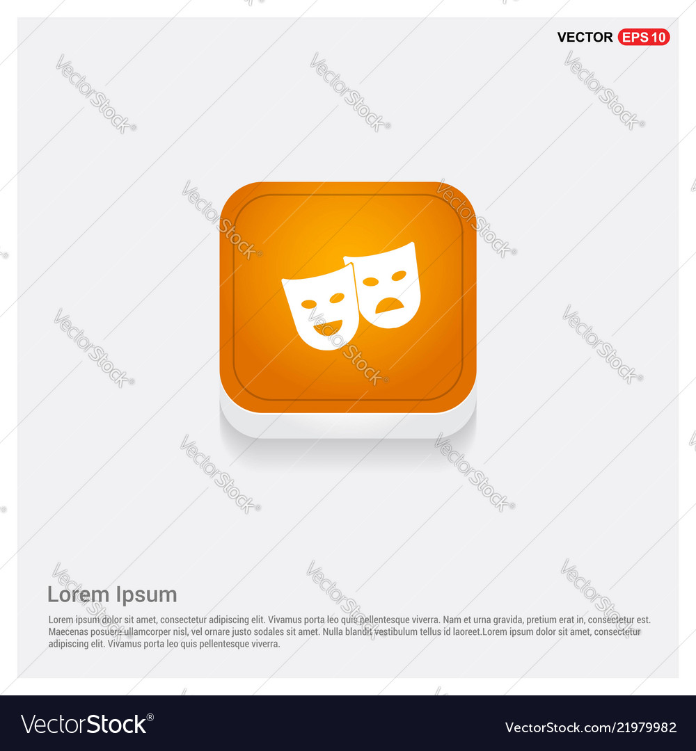 Mask icon orange abstract web button Vector Image Mask icon orange abstract web button