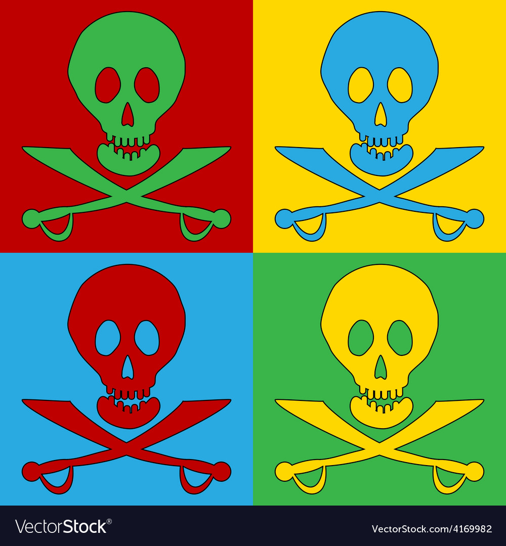 Pop art jolly roger icons