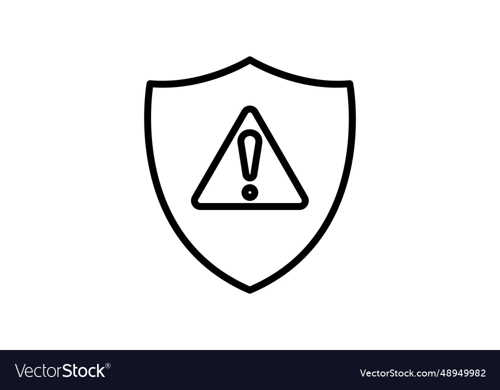 Security alert icon shield with exclamation mark vector image Security alert icon shield with exclamation mark
