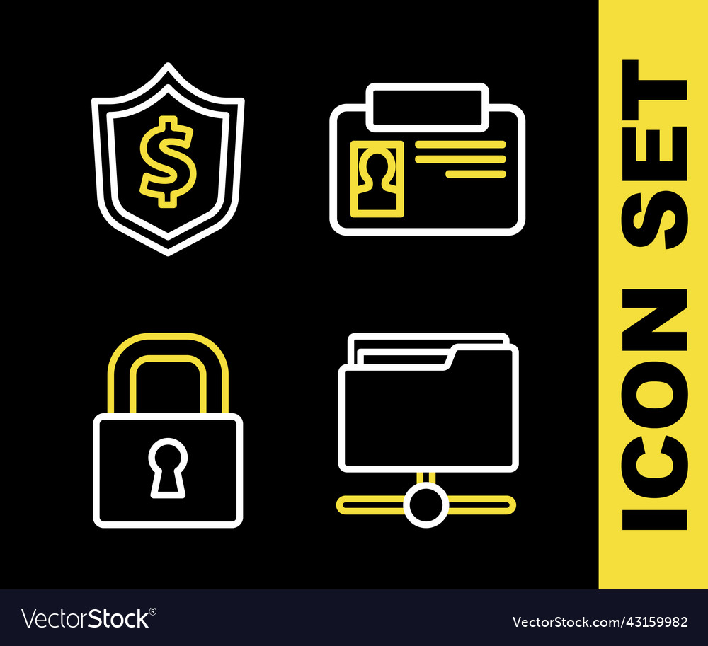 Set line identification badge ftp folder lock vector image Set line identification badge ftp folder lock