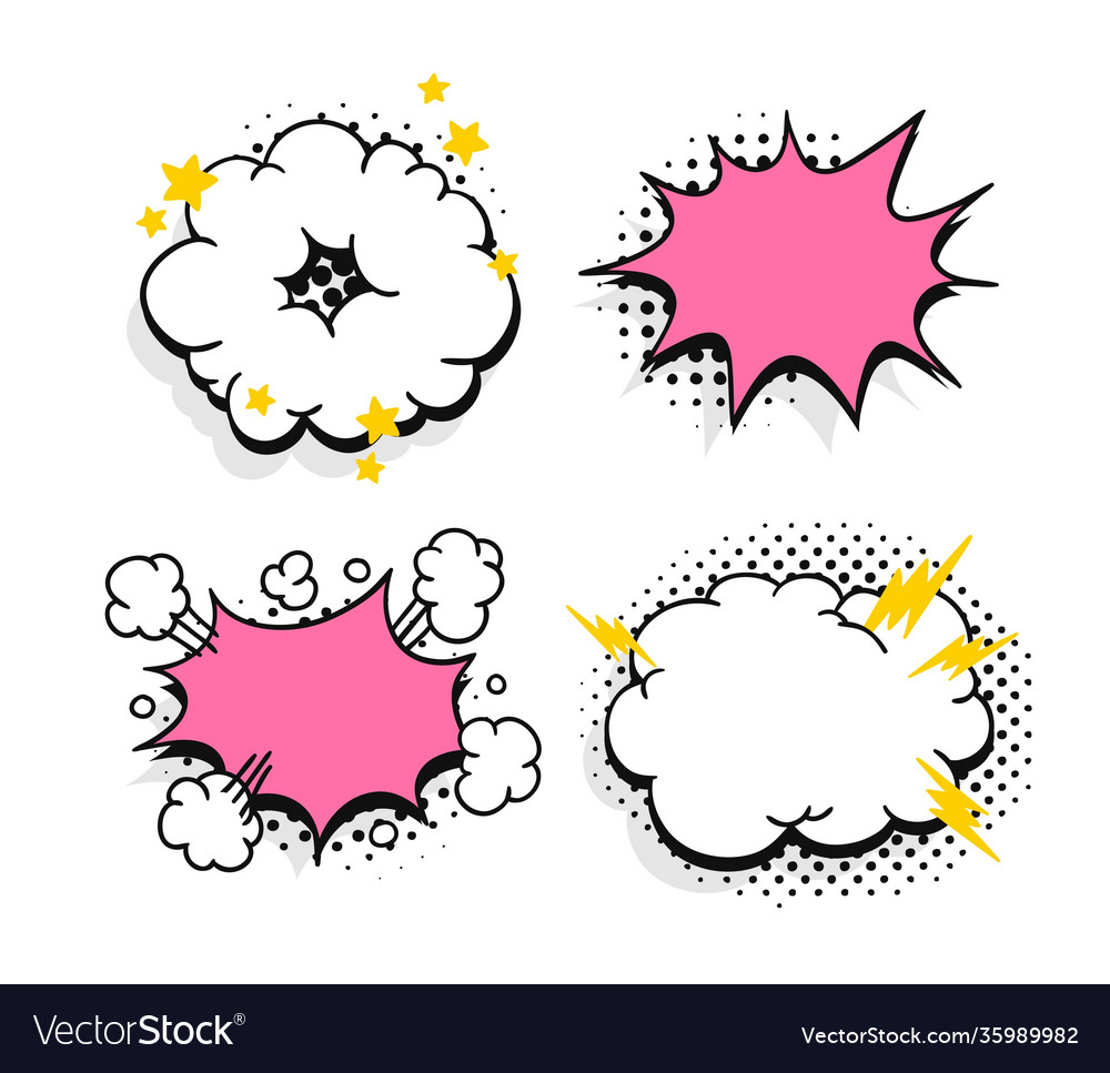 Set pop art speech bubbles without text