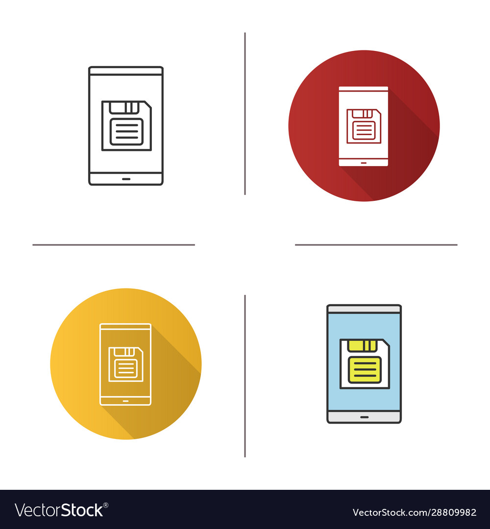 Smartphone screen with save button icon vector image Smartphone screen with save button icon