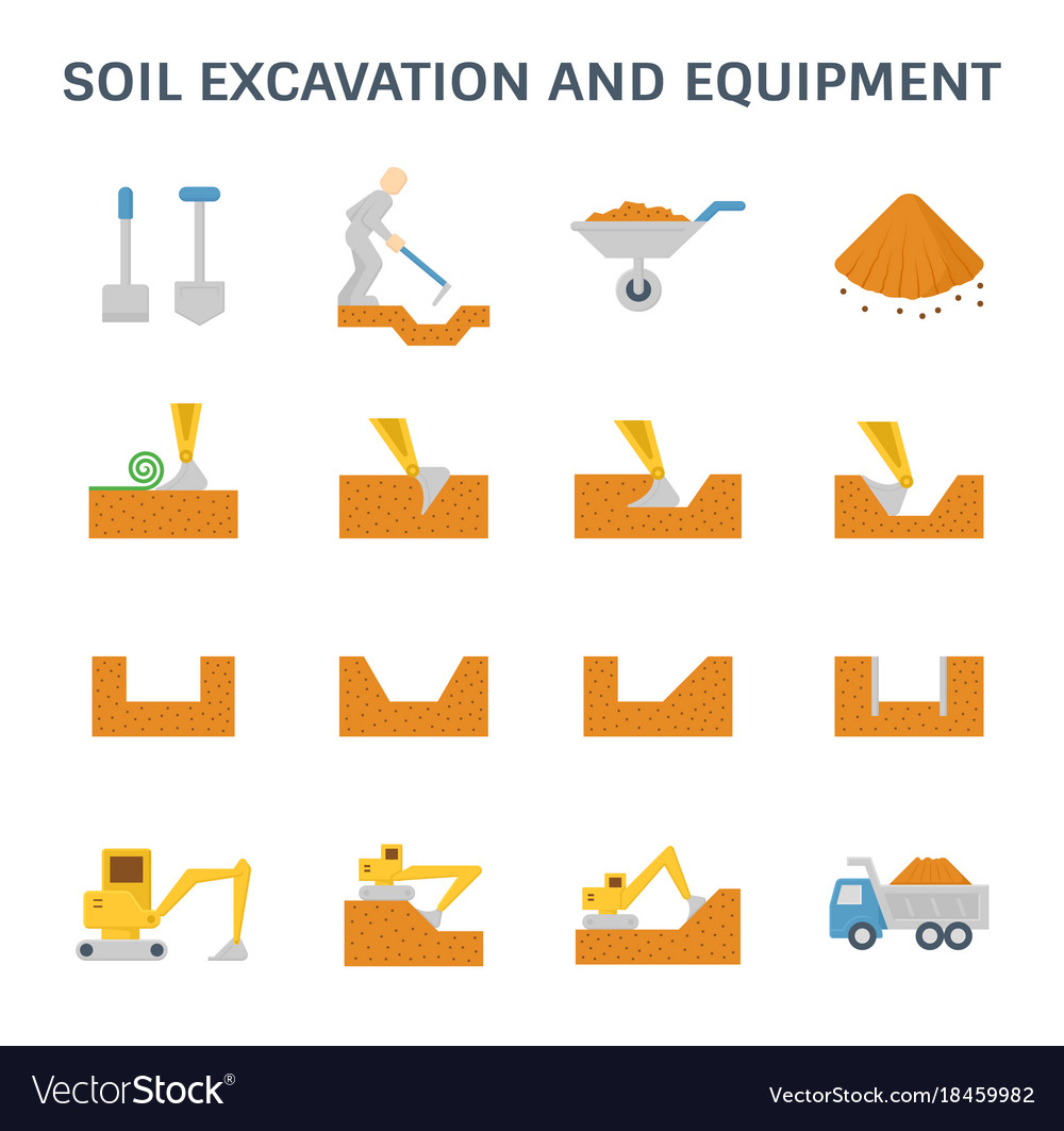 Soil excavation icon Royalty Free Vector Image