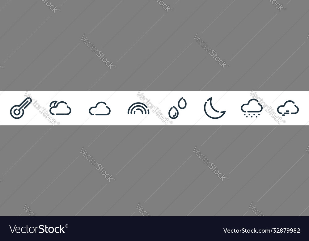Weather line icons linear set quality vector image Weather line icons linear set quality