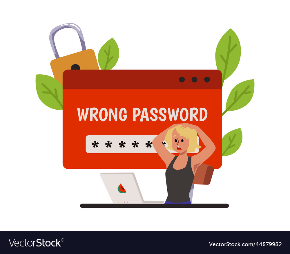 Wrong password warning message banner design flat