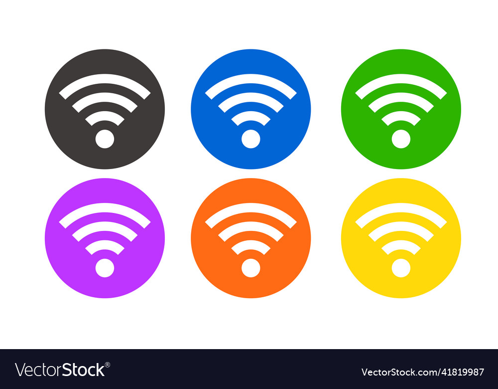 A wi-fi icons that is round and has color variants