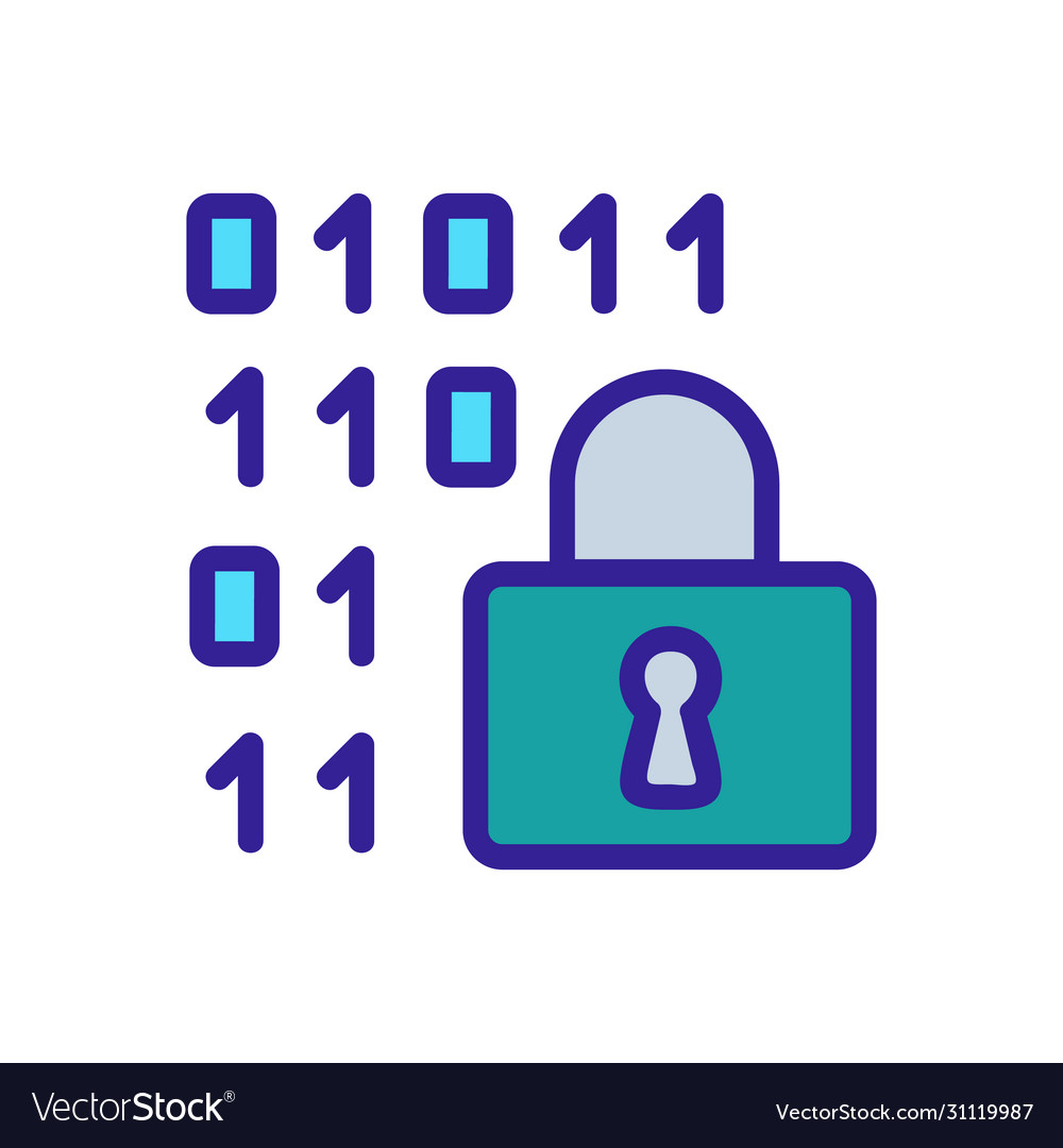 Binary code protection icon outline