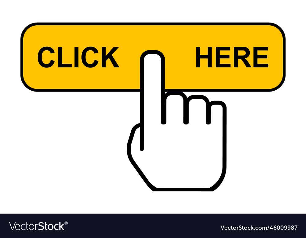 Click here web button internet flat pointer vector image Click here web button internet flat pointer