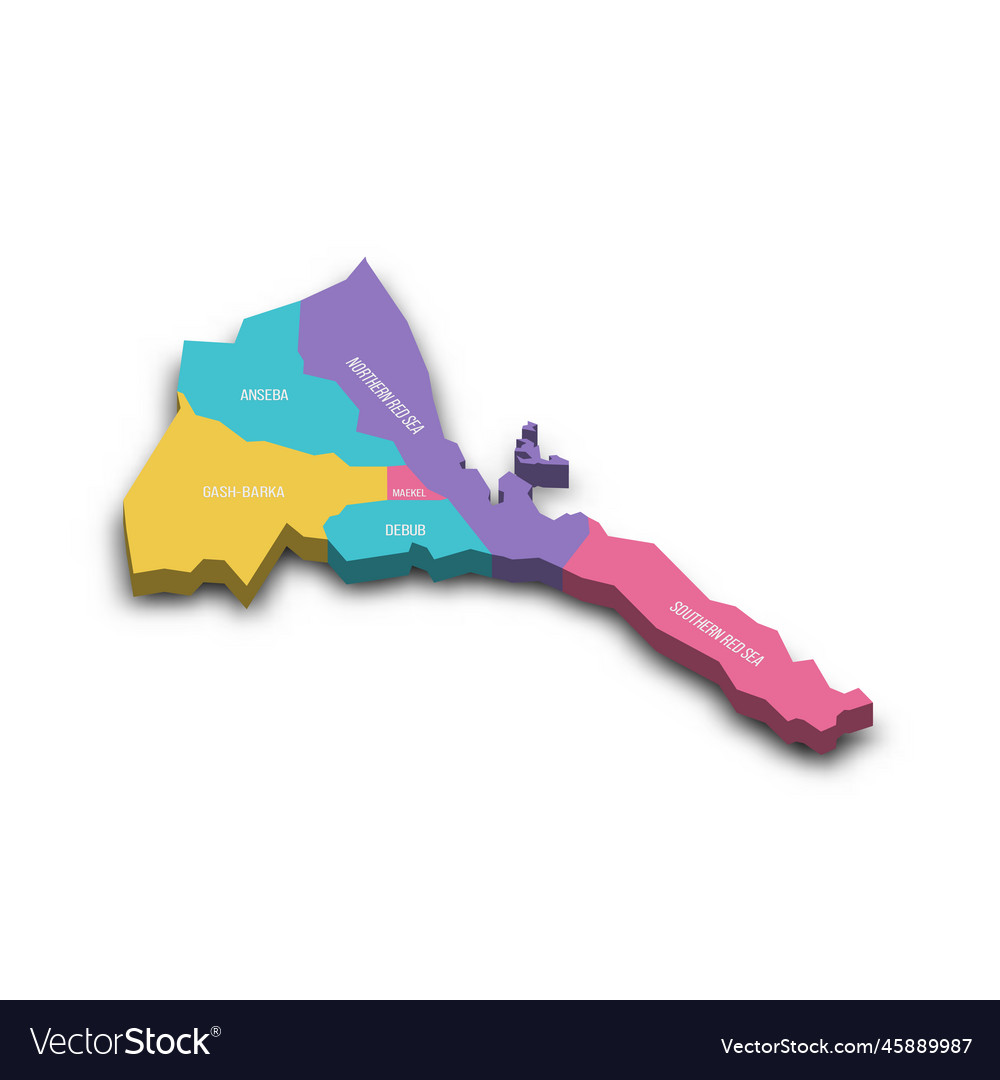 Eritrea political map of administrative divisions Vector Image