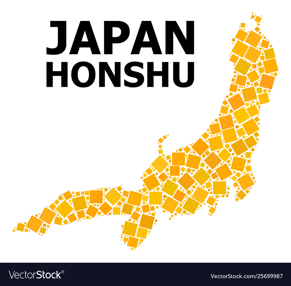 Gold rotated square pattern map honshu island