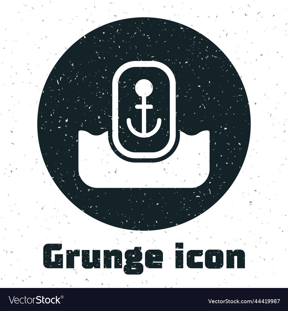 Grunge map pointer with anchor icon isolated vector image Grunge map pointer with anchor icon isolated
