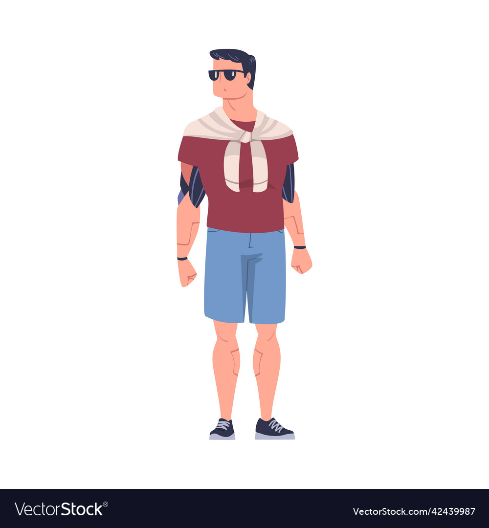 Man character in sunglasses with replaced robotic Vector Image Man character in sunglasses with replaced robotic