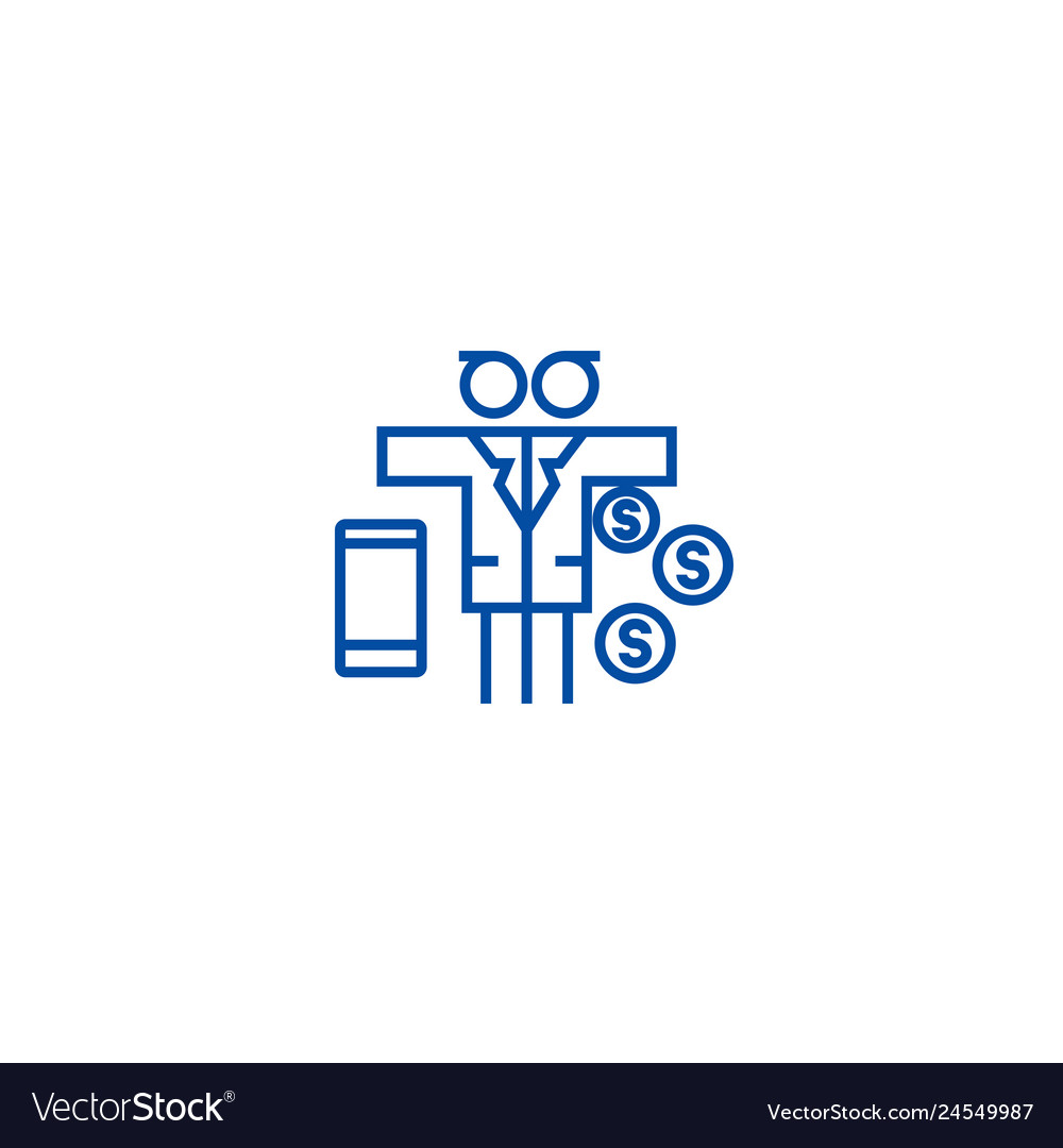 Multi tasking problemman with money line icon