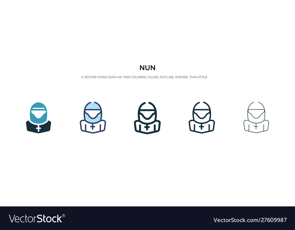 Nun icon in different style two colored