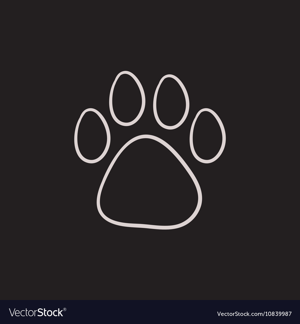 Paw Print Sketch Icon