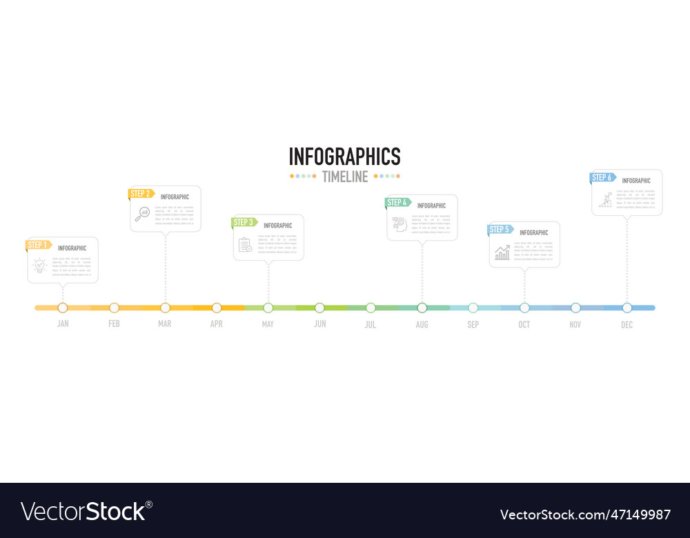 Rectangular timeline 12 months infographic