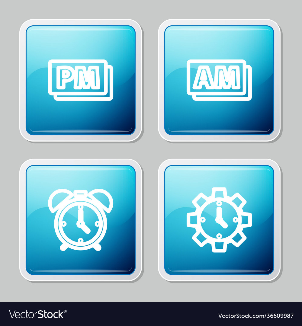 Set line clock pm am alarm and time vector image Set line clock pm am alarm and time