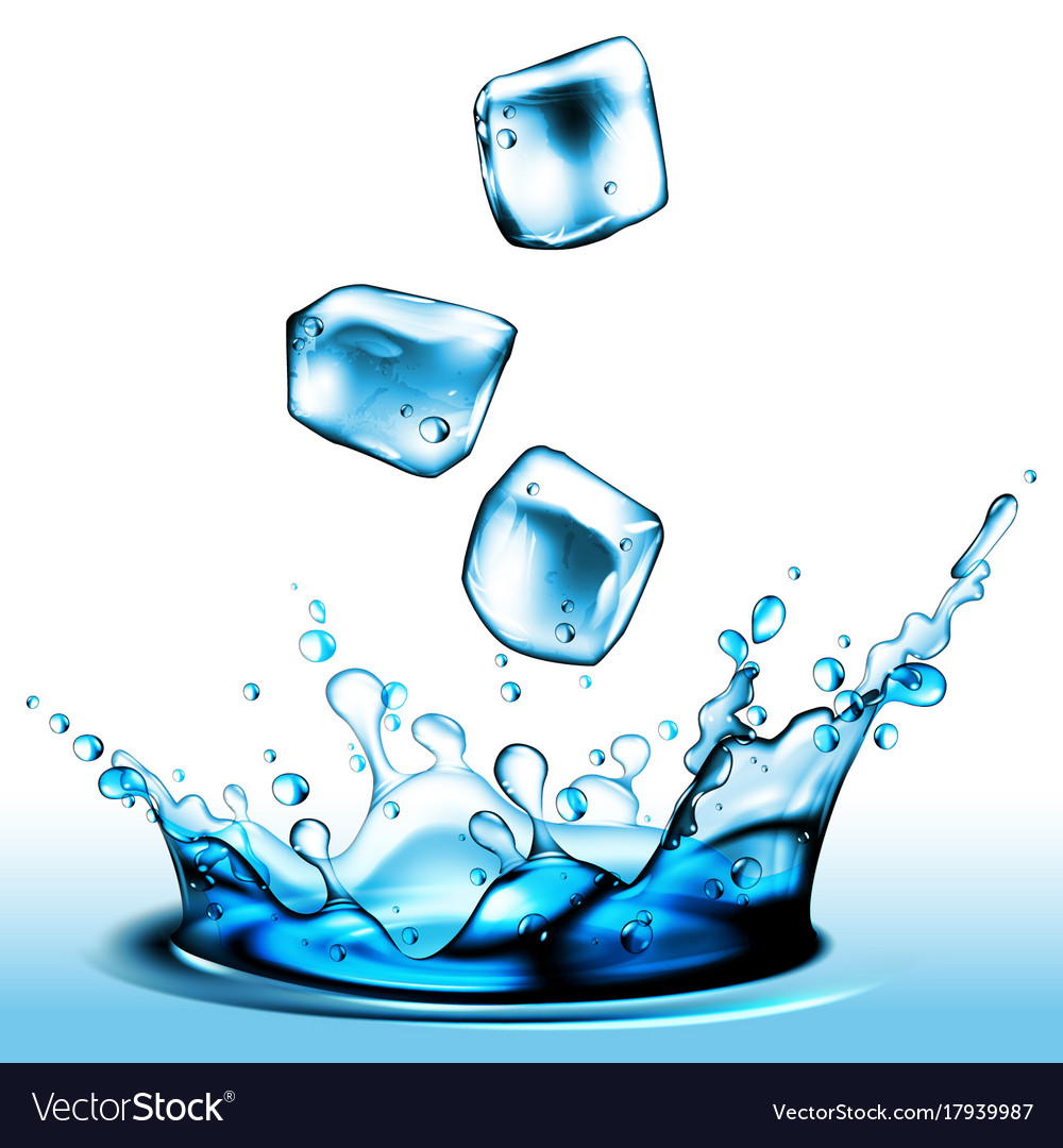 Splash of liquid from falling pieces ice high Vector Image