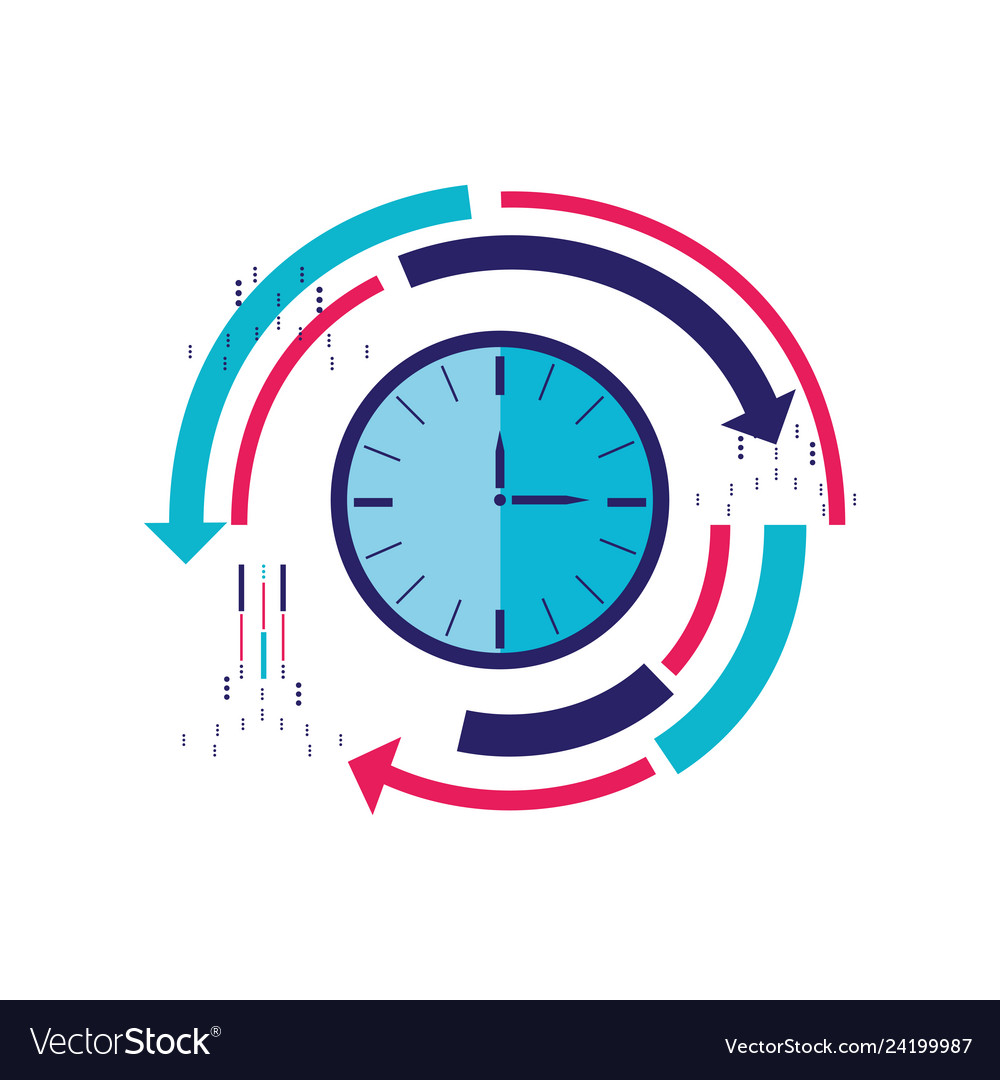 Time clock with arrows isolated icon