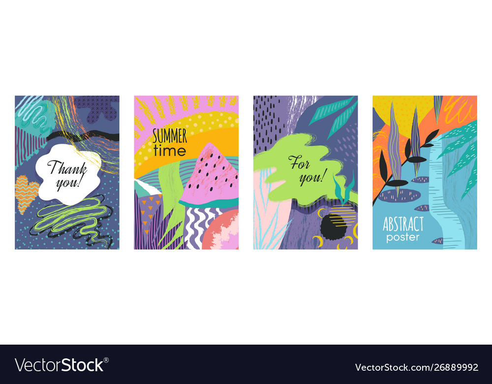 Abstract brush posters modern trendy fashion vector image Abstract brush posters modern trendy fashion