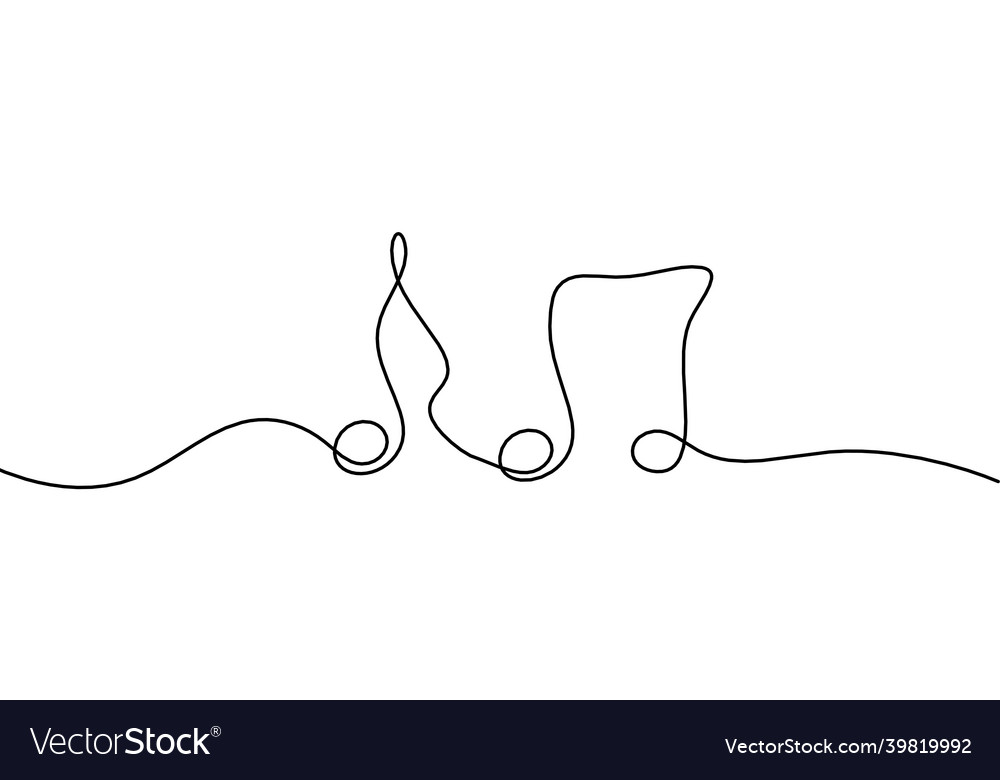 Abstract whole note as continuous lines drawing