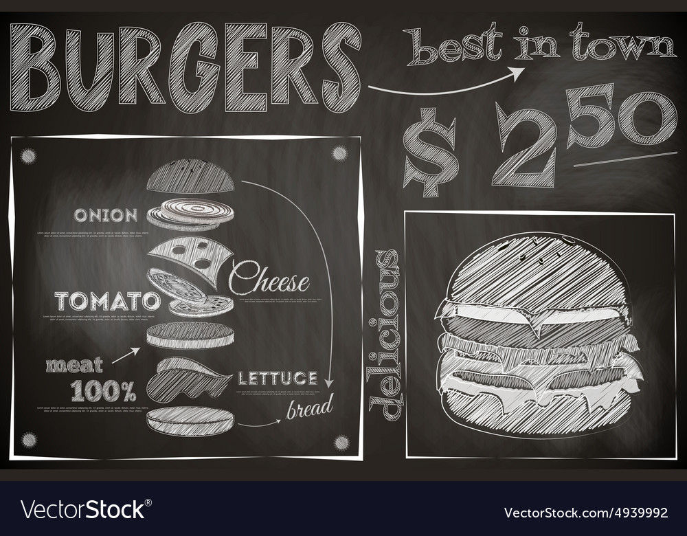 Burger Chalk Royalty Free Vector Image Vectorstock Burger Chalk Royalty Free Vector Image Vectorstock