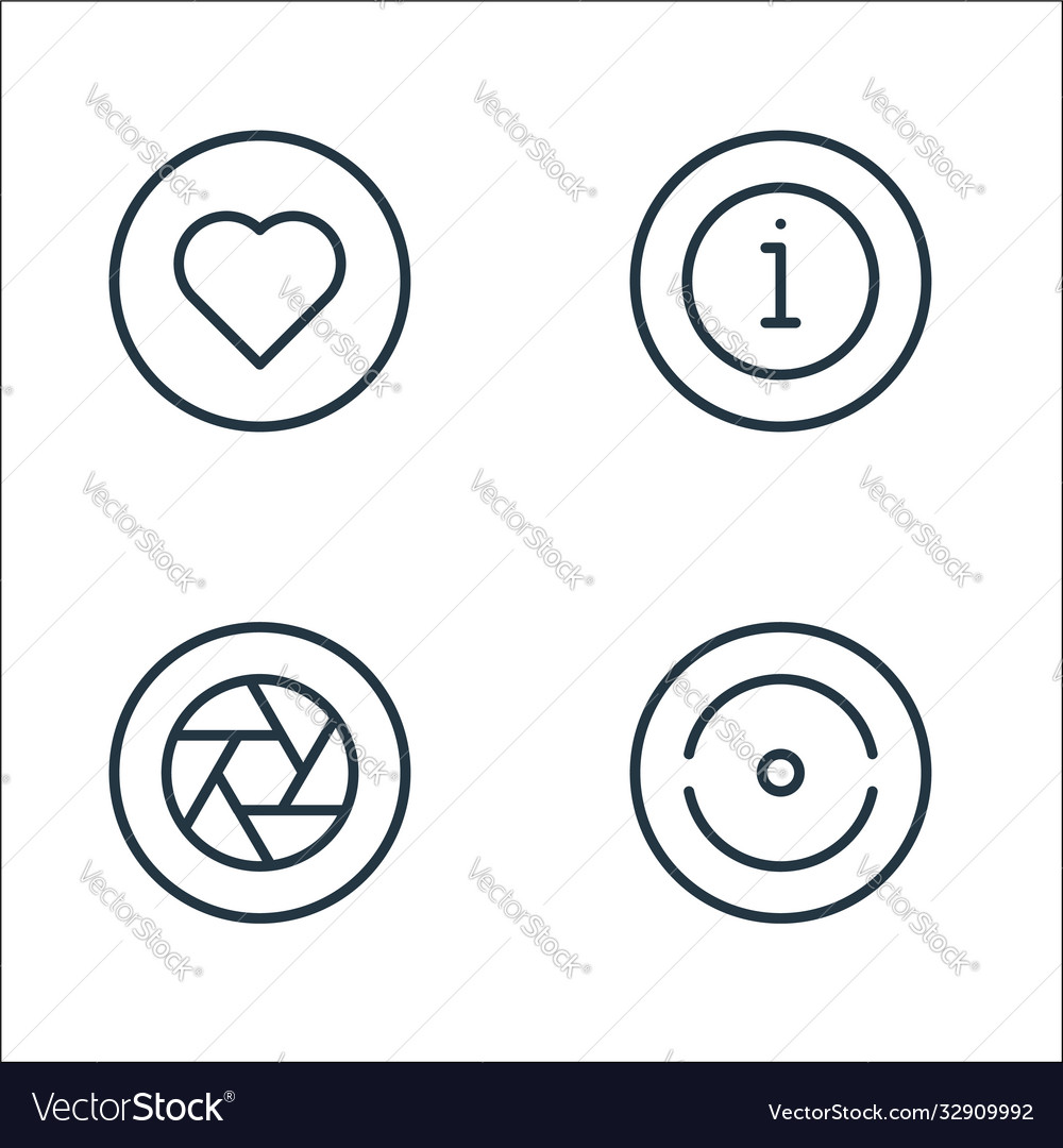 Camera line icons linear set quality vector image Camera line icons linear set quality