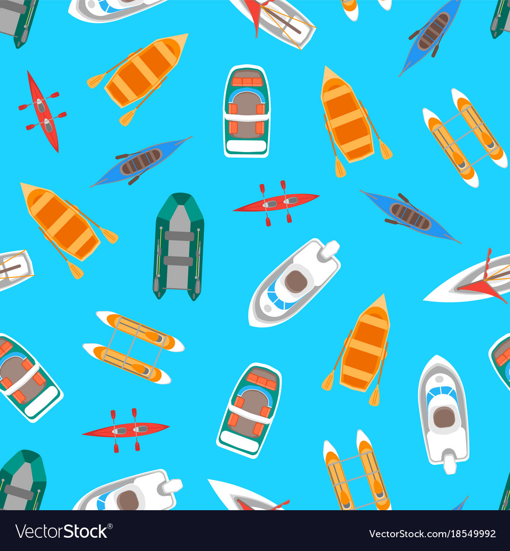 Cartoon color boats top view Royalty Free Vector Image