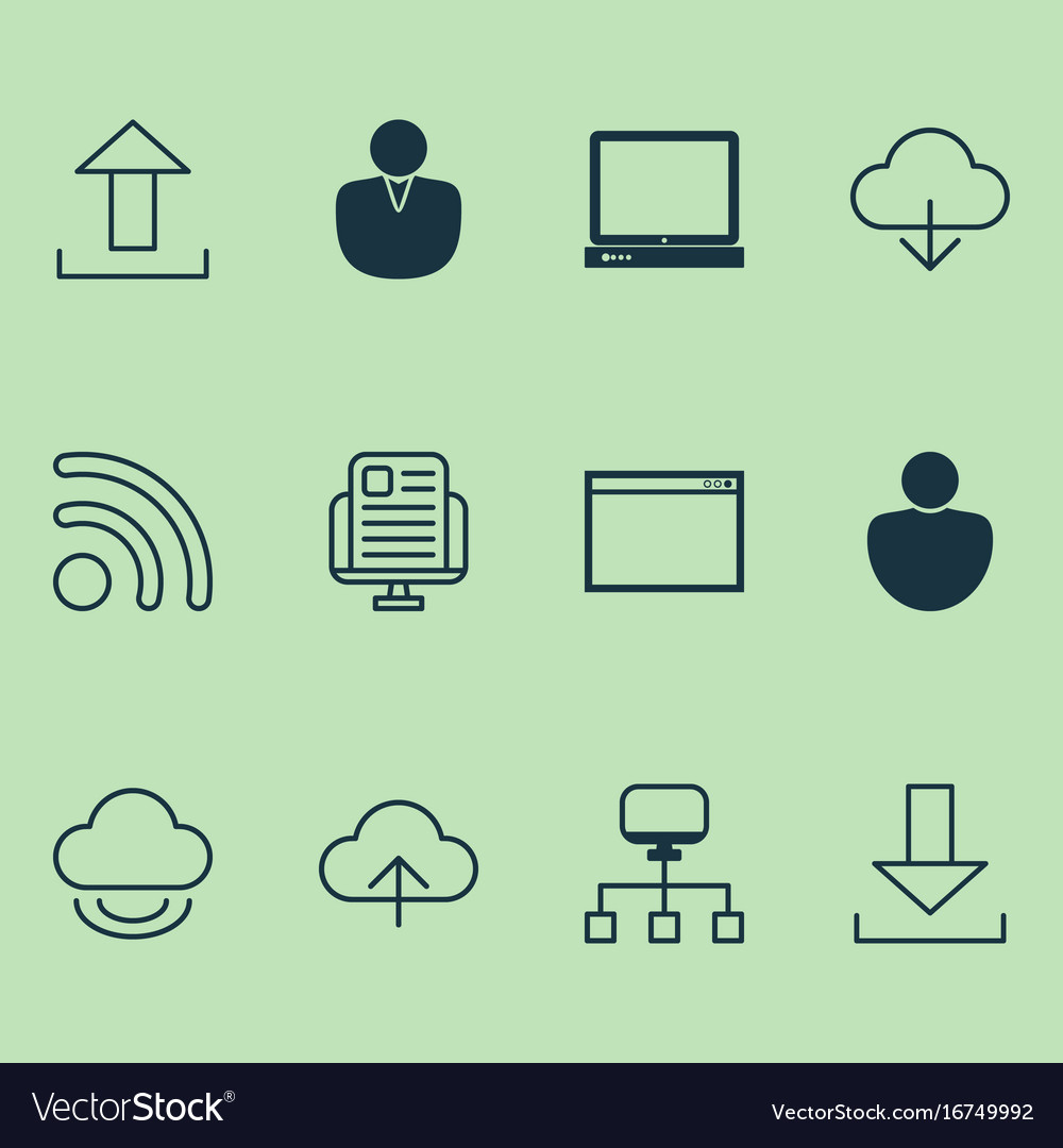 Connection icons set collection of user local