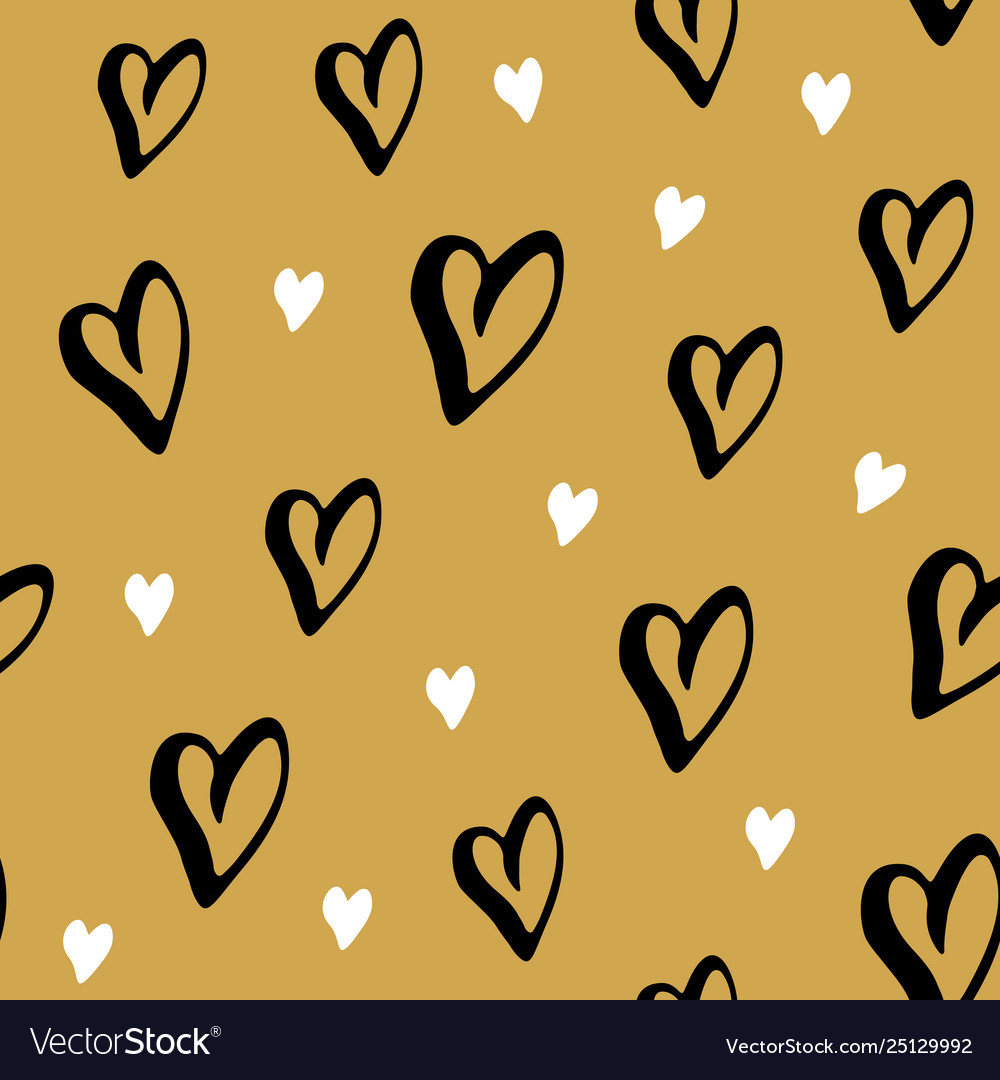 Heart symbol seamless pattern hand drawn sketch Vector Image